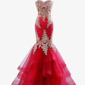 Mermaid Tulle Prom Dresses for Women 2025 Long Lace Appliques Sweetheart Formal